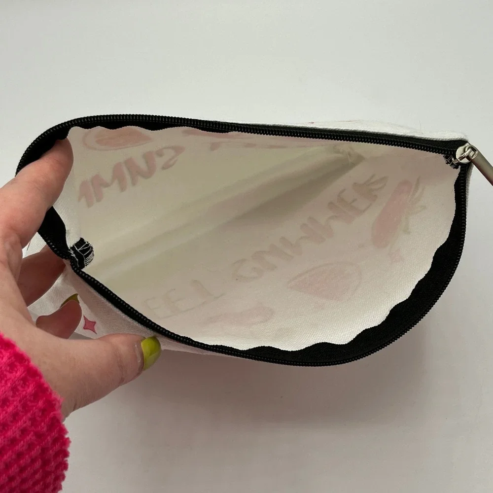 Sweet Summer Fruit Canvas Cosmetic Pouch Makeup‎ Bag with Cherry Bell Charm NWOT